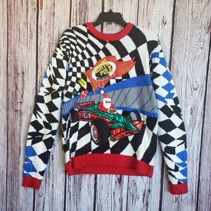 Blizzard Bay Small Acrylic Santa Clause Racing North Pole XMAS Sweater Crew Mens